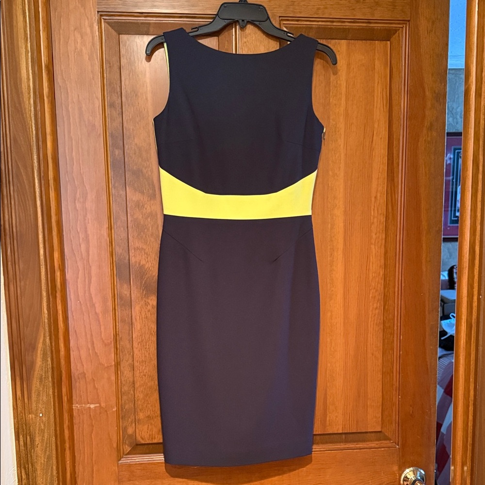 Raoul Navy and Yellow Midi Dress